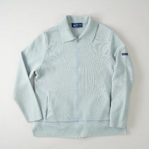 Saint James France Wool Cardigan Collar Sweater Zip Up Blue Womens Size 12